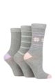 Ladies 3 Pair SOCKSHOP Lazy Panda Christmas Bamboo Socks - Grey Fair Isle