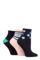 Ladies 3 Pair SOCKSHOP Patterned Bamboo Ankle Socks - Fresh Retro Floral