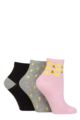 Ladies 3 Pair SOCKSHOP Patterned Bamboo Ankle Socks - Lime Refresher