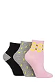 Women's 3 Pair SOCKSHOP Plain and Patterned Bamboo Ankle Socks - Lime Refresher