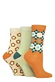 Women's 3 Pair SOCKSHOP Patterned Plain and Striped Bamboo Socks - Patterned Marmalade Geo