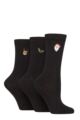 Women's 3 Pair SOCKSHOP Patterned Plain and Striped Bamboo Socks - Embroidered Christmas