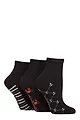 Women's 3 Pair SOCKSHOP Plain and Patterned Bamboo Ankle Socks - Patterned Sole Black / Nautical