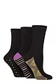 Women's 3 Pair SOCKSHOP Patterned Plain and Striped Bamboo Socks - Patterned Sole Wild Terrain