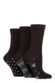 Ladies 3 Pair SOCKSHOP Patterned Plain and Striped Bamboo Socks - Patterned Sole Celestial