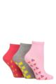 Ladies 3 Pair SOCKSHOP Patterned Bamboo Ankle Socks - Pink / Lime Refresher