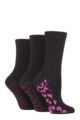 Ladies 3 Pair SOCKSHOP Patterned Plain and Striped Bamboo Socks - Black Animal Print