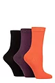 Women's 3 Pair SOCKSHOP Speckled Bamboo Socks - Purple / Rust / Black