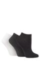 Ladies 3 Pair SOCKSHOP Bamboo Trainer Socks with Smooth Toe Seams - Black / Charcoal / White