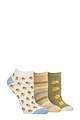 Women's 3 Pair SOCKSHOP Bamboo Trainer Socks with Smooth Toe Seams - Sicilian Lemon Patterned