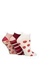 Women's 3 Pair SOCKSHOP Bamboo Trainer Socks with Smooth Toe Seams - Tuscan Tomato Patterned