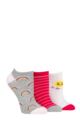 Ladies 3 Pair SOCKSHOP Bamboo Trainer Socks with Smooth Toe Seams - Rainbows