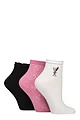 Women's 3 Pair SOCKSHOP Frill Welt Ribbed Bamboo Anklet Socks - Cocktail