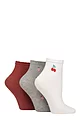 Women's 3 Pair SOCKSHOP Frill Welt Ribbed Bamboo Anklet Socks - Dark Cherry