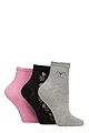 Women's 3 Pair SOCKSHOP Frill Welt Ribbed Bamboo Anklet Socks - Butterfly