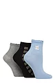 Women's 3 Pair SOCKSHOP Frill Welt Ribbed Bamboo Anklet Socks - Cats