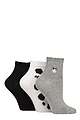 Women's 3 Pair SOCKSHOP Frill Welt Ribbed Bamboo Anklet Socks - Cows