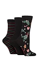 Women's 3 Pair SOCKSHOP Bamboo Feather Socks - Christmas