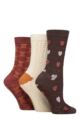 Women's 3 Pair SOCKSHOP Patterned Pelerine Bamboo Socks - Teddy Hearts