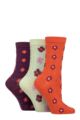 Ladies 3 Pair SOCKSHOP Patterned Pelerine Bamboo Socks - Autumn Floral