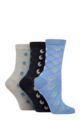 Ladies 3 Pair SOCKSHOP Patterned Pelerine Bamboo Socks - Celestial