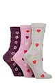 Women's 3 Pair SOCKSHOP Patterned Pelerine Bamboo Socks - Hearts