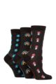 Ladies 3 Pair SOCKSHOP Patterned Pelerine Bamboo Socks - Rainbows