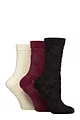 Women's 3 Pair SOCKSHOP Bamboo Textured Patterned Socks - Bows