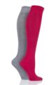 Ladies 2 Pair SOCKSHOP Plain and Patterned Bamboo Knee High Socks with Smooth Toe Seams - Alpine Red