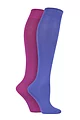 Women's 2 Pair SOCKSHOP Plain and Patterned Bamboo Knee High Socks with Smooth Toe Seams - Neon Lights