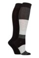Ladies 2 Pair SOCKSHOP Plain and Patterned Bamboo Knee High Socks with Smooth Toe Seams - Charcoal