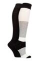 Ladies 2 Pair SOCKSHOP Plain and Patterned Bamboo Knee High Socks with Smooth Toe Seams - Monochrome