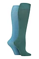 Women's 2 Pair SOCKSHOP Plain and Patterned Bamboo Knee High Socks with Smooth Toe Seams - Storm