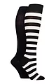 Women's 2 Pair SOCKSHOP Plain and Patterned Bamboo Knee High Socks with Smooth Toe Seams - Black / White Stripe