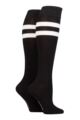 Ladies 2 Pair SOCKSHOP Plain and Patterned Bamboo Knee High Socks with Smooth Toe Seams - Sport Stripe