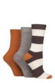 Women's 3 Pair SOCKSHOP Bamboo Ribbed Socks - Honey Glaze