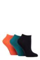 Ladies 3 Pair SOCKSHOP Striped, Plain, Ribbed and Mesh Bamboo Trainer Socks - Mandarin Plain