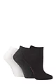 Women's 3 Pair SOCKSHOP Patterned, Striped, Plain, Ribbed and Mesh Bamboo Trainer Socks - Black / White / Grey Plain