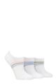 Ladies 3 Pair SOCKSHOP Half Cushioned Bamboo No Show Socks - White Stripe