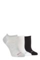 Ladies 3 Pair SOCKSHOP Striped, Plain, Ribbed and Mesh Bamboo Trainer Socks - Black / White / Grey Mesh