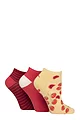 Women's 3 Pair SOCKSHOP Patterned, Striped, Plain, Ribbed and Mesh Bamboo Trainer Socks - Tuscan Tomato Patterned
