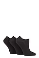 Women's 3 Pair SOCKSHOP Patterned, Striped, Plain, Ribbed and Mesh Bamboo Trainer Socks - Black Ribbed