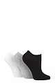 Women's 3 Pair SOCKSHOP Patterned, Striped, Plain, Ribbed and Mesh Bamboo Trainer Socks - Black / White / Grey Ribbed