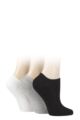 Ladies 3 Pair Elle Bamboo Ribbed No Show Socks - Black / Grey / White