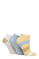 Women's 3 Pair SOCKSHOP Patterned, Striped, Plain, Ribbed and Mesh Bamboo Trainer Socks - Sicilian Lemon Striped