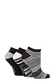 Women's 3 Pair SOCKSHOP Patterned, Striped, Plain, Ribbed and Mesh Bamboo Trainer Socks - Black