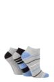 Ladies 3 Pair SOCKSHOP Striped, Plain, Ribbed and Mesh Bamboo Trainer Socks - Grey / Cornflower