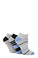Women's 3 Pair SOCKSHOP Patterned, Striped, Plain, Ribbed and Mesh Bamboo Trainer Socks - Grey / Cornflower