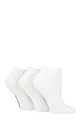 Women's 3 Pair SOCKSHOP Patterned, Striped, Plain, Ribbed and Mesh Bamboo Trainer Socks - White Plain