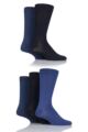 Mens 5 Pair SOCKSHOP Plain, Striped and Patterned Bamboo Socks - Blues Plain